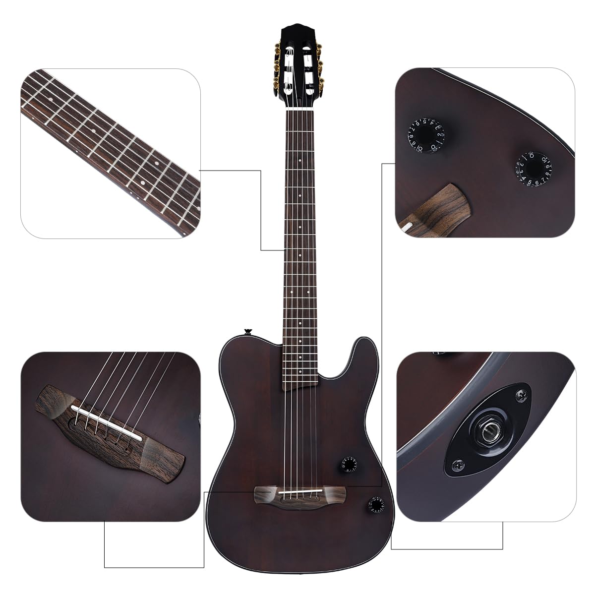Amazon.com: Bullfighter Acoustic Guitar Silent Nylon 6 String